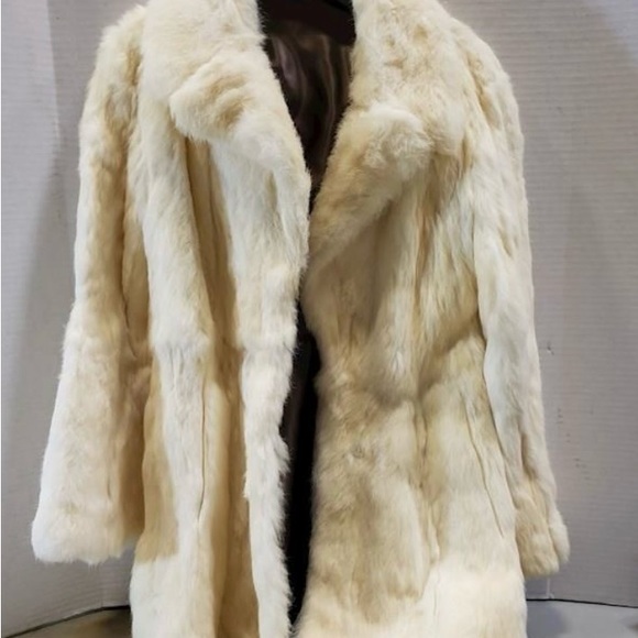 Chill Chasers Vtg Blonde genuine Rabbit Fur Coat Jacket US Size 33 Full Length - Picture 5 of 9